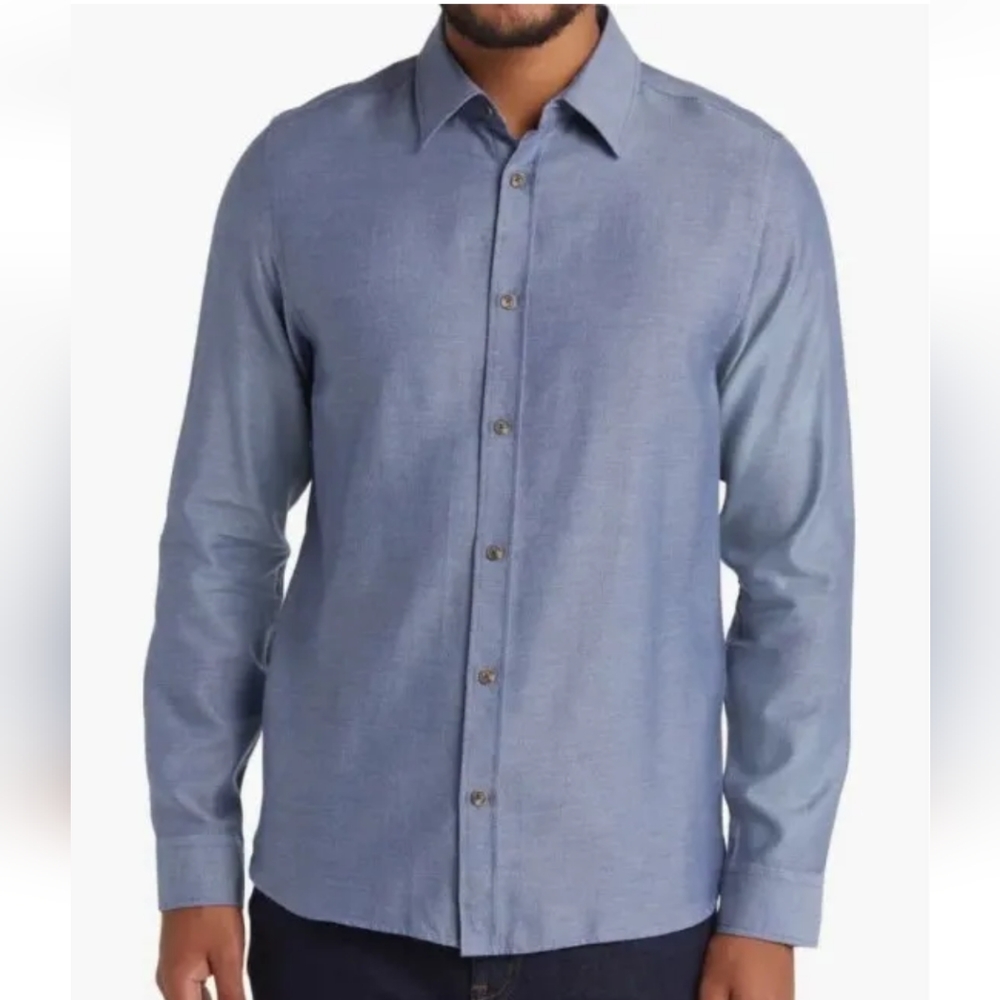 Ted Baker London Dress Shirt Button Down Flip Cuffs Blue Slim Men XL 2X 50" Nwot
